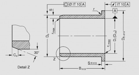 GGB's Engineered Plastic EP12, EP43, EP63 Flanged Bearing Tolerances